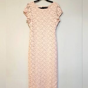 Pink Lace Maxi Dress | Fitted |  Y2K | Size 14 | Lined Lace Maxi Dress | Cap
